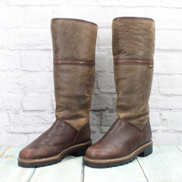 Blondo Brown Leather Waterproof Shearling Lined Tall Duck Boots Size 8 B - Picture 2 of 9